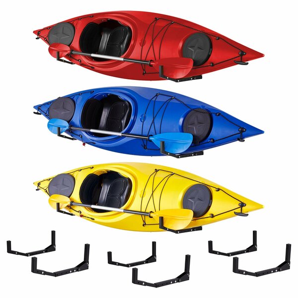 Raxgo Kayak Storage Rack, Indoor & Outdoor Kayak Storage Hooks with Adjustable Lenght - 3 Pair RGWMKR3PK